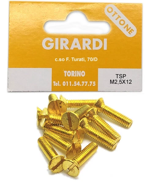 VITE A METALLO IN OTTONE TESTA SVASATA PIANA M2,5x12 - DIN 963 - UNI 6109 - Immagine 1 di 1