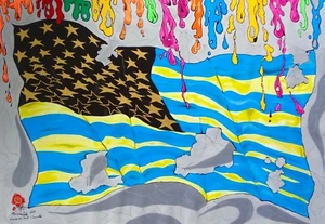 LGBT Art PAINTING "AMERICAN PRIDE" Chromatic US Flag Original by Artist . UNIQUE - Picture 1 of 6