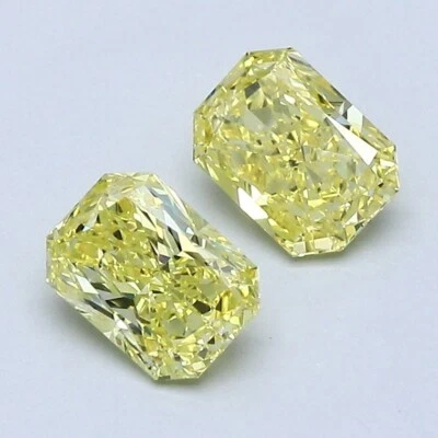 Radiant Pair Yellow Fancy 1.02 Ct VS2 Lab Grown CVD Diamond From American Seller - Image 1 of 4
