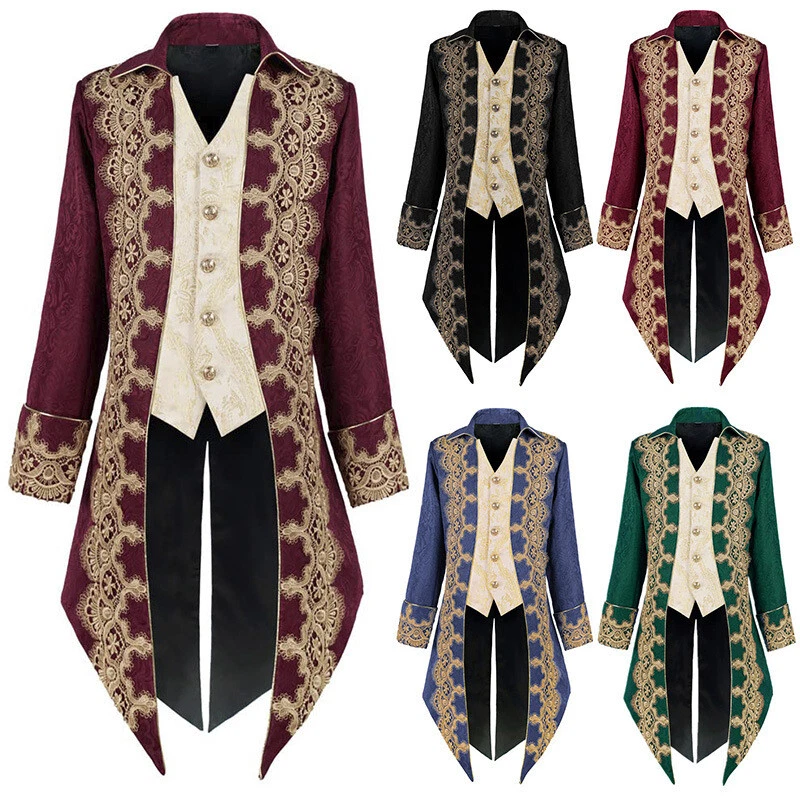 Chaqueta Jacquard Para Hombres De Colección Abrigo Gótico Medieval Uniforme Disfraz Juegos con disfraces Esmoquin Foto 1 de 4