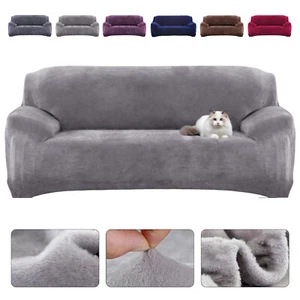 Stretch Plush Sofa Covers 1 2 3 4 Seater Thick Couch Chair Slipcover Protector - Picture 1 of 27