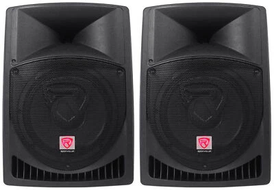 Pair Rockville Power Gig RPG12 12" Powered Active 1600 Watt 2-Way DJ PA Speakers - Image 1 of 4