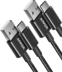 2 Pack Anker 1ft/ 0.3m, Premium Nylon USB-C to USB-A 2.0 Cable Iphone, Samsung - Picture 1 of 7