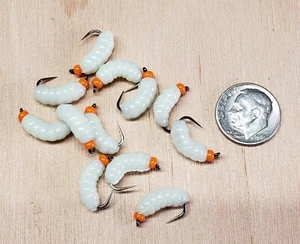 Sujetador de goma 12 - #10 Glow n Dark Grub mosca húmeda - trucha, mierda, pez sartén,  - Imagen 1 de 1