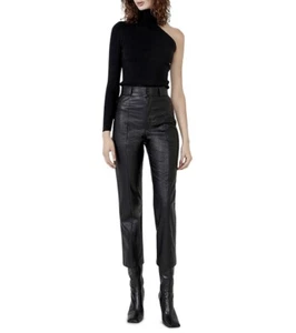 Bardot Women's Zipper Polly Faux-Leather Pants Black Size S/4 - Picture 1 of 4