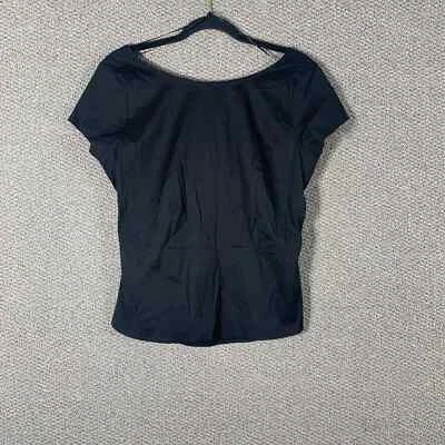 Ann Taylor Top Womens 8P Black Crossback Cut Out Short Sleeve Casual Party - Image 1 of 4