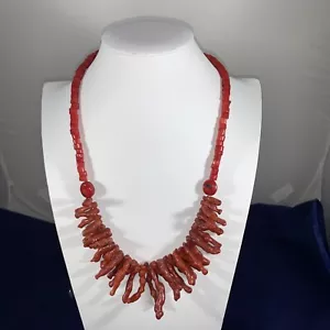 Estate Natural Red Coral Branch Necklace - Picture 1 of 7