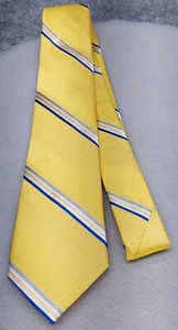 Herren Krawatte BUNT GESTREIFT Hochzeit Trauzeugen Gelbgold JACQUARD Seide NEU - Bild 1 von 10