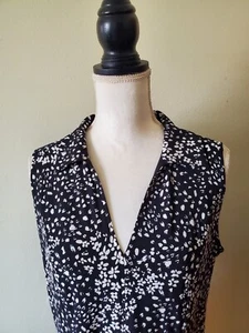 Harper Rose Women's 12 (L) Midi Dress Sleeveless Polo Fit & Flare Black/White - Picture 1 of 15