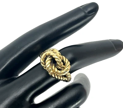 14k Solid Yellow Gold Twisted Cable Knot Ring Size 7.25 Estate Jewelry Unisex - Image 1 of 4