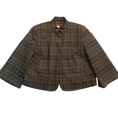 Chaqueta Blazer Tapemeasure Anthropologie GRIS/NEGRO/AZUL Botón a Cuadros Talla 6-USADA EN EXCELENTE ESTADO Foto 1 de 4