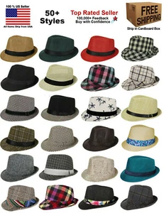 Hombres Mujeres Fedora Sombrero Trilby Estilo Cubano Hacia arriba Alama Corta Gorra Sombrero Panamá - Imagen 1 de 91