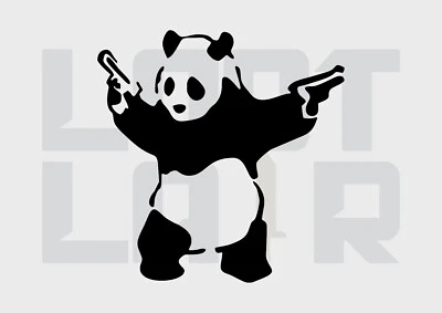 Banksy Gunner Panda inspired Design Graffiti Decor Wall Art Decal Vinyl Sticker - Image 1 of 4