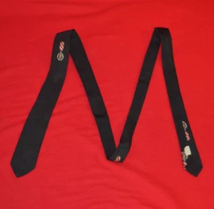 Vintage MCM Skinny Neck Tie Black Rayon Acetate 54" Long 2" Wide - Picture 1 of 9