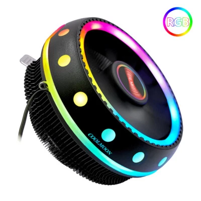 RGB CPU Cooler Heatsink LED 12V Intel AMD PC Processor Desktop Cooling  Radiator - Image 1 of 4