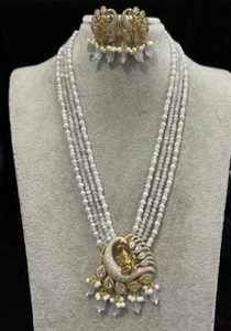 Pearl Mala, Navratan pearl mala, Jadau Pearl Mala, Gold Plated Pearl Mala. India - Picture 1 of 10