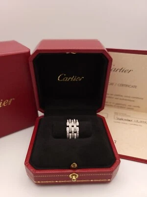 Anillo Cartier Oro Blanco 18kt Maillon Panthère Diamantes 5 Filas Talla 55EU 7.25US Foto 1 de 4