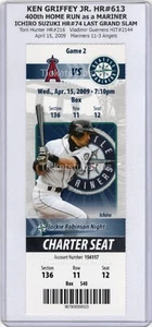 Biglietto Ken Griffey Jr HR#613 400° come MARINER Ichiro ULTIMO GSLAM 15/04/2009 CROMO - Foto 1 di 12