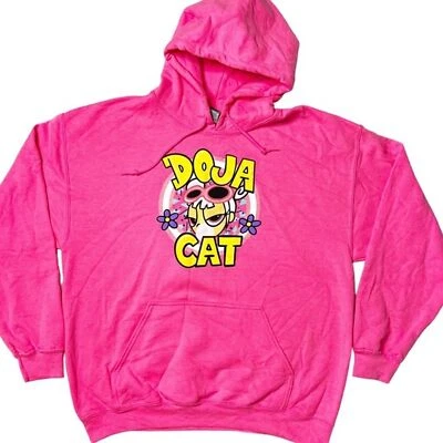 全新无标签 Doja Cat 图形套衫 连帽衫 高光粉色 女式 L 码 — 第 1/4 张图片