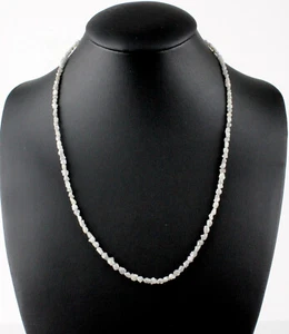 Raw Diamond Gemstone Necklace Natural White 29 Carat / 47 cm - Picture 1 of 3