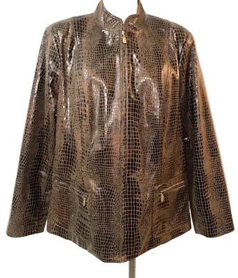 Elementz Womens Vintage Faux Leather Jacket size 2X Zip Up Collared 1990s YK - Image 1 of 4