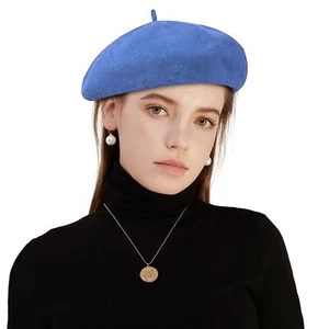 French Beret Hat Wool Blend Artist Beret Hat Solid Color Classic Beret Cap fo... - Picture 1 of 8