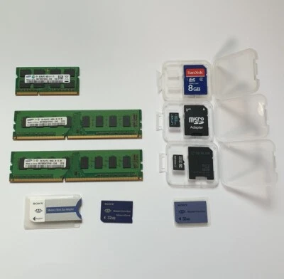 Samsung notebook memory 4GB PC3-10600S, PC memory 2GB 10600U, micro SD card etc - Image 1 of 4