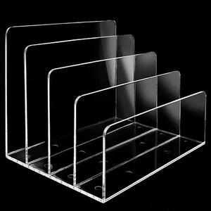 4 Section Acrylic File Organizer, Clear Acrylic Desk Organizer and Accessories, - Picture 1 of 7