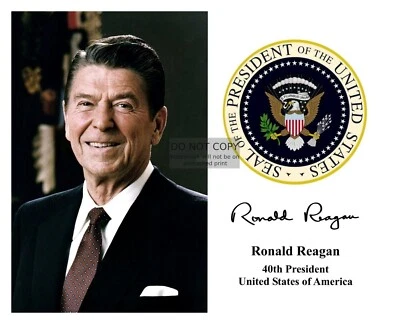 FOTOGRAFÍA 8X10 AUTOGRAFIADA SELLO PRESIDENCIAL PRESIDENTE RONALD REAGAN Foto 1 de 4