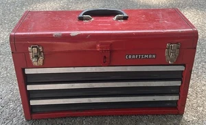 Vintage Craftsman 3 Schubladen Metall Werkzeugkiste Truhe rot 20,5" x 8,5" x 12" 65408 - Bild 1 von 9