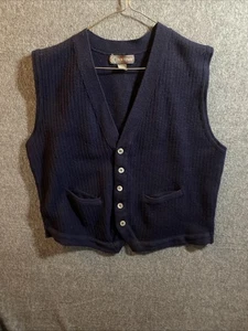 CC Courtenay 100 % Lammwolle Knopfleiste Pullover Weste Herren Large Vintage - Bild 1 von 9