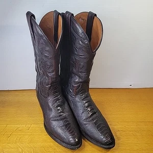Dan Post DP26629 Ostrich Leg Cowboy Western Boot Mens 9D Black Cherry - Picture 1 of 17