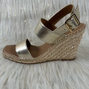Nuevo Steve Madden Mujer Imply Alpargata Cuña Sandalia Puntera Cuadrada Dorado 9.5 - Imagen 1 de 9