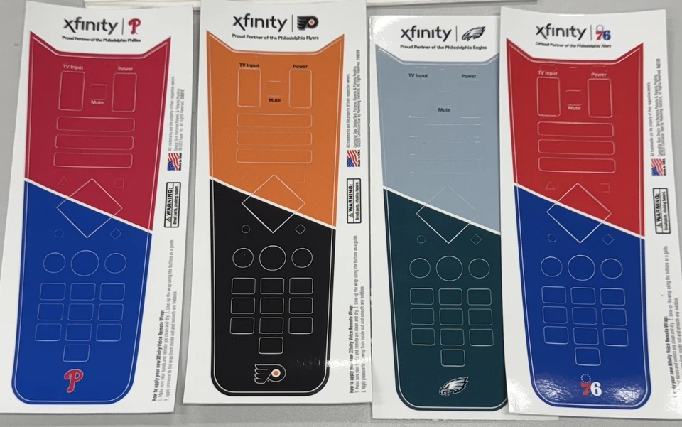 Xfinity XR15 Remote Sticker/Decal 4 Major Philadelphia Teams Bundle - Image 1 of 4
