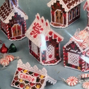Needlepoint Plastic Canvas Christmas Village VTG Complete Kit Bucilla - Picture 1 of 4