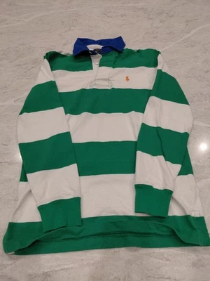 Polo Ralph Lauren Striped Rugby Shirt Green White Small See Photo  Sizes NICE - Image 1 of 4
