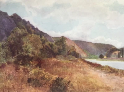 Antiker Farbdruck - "Chateau de Waulsort an der Maas" - Belgien - Forestier - Bild 1 von 4