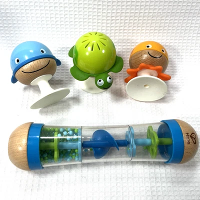 HAPE Beaded Raindrops Soothing Sounds and HAPE Stay-Put Rattle Set VGUC - Image 1 of 4
