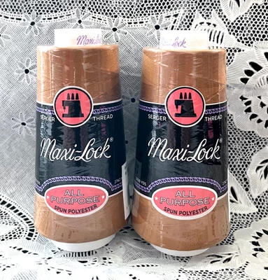 NEW 2 Jean Gold maxi-lock 3000Yd spools 100% polyester overlock sewing thread - Image 1 of 3