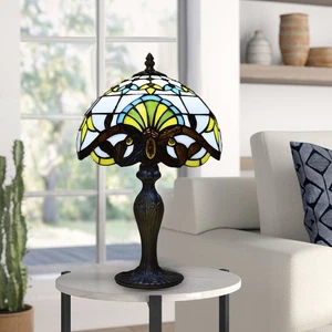 Lámpara de mesa estilo Tiffany arte artesanal luz de cabecera lámparas de escritorio vidrieras - Imagen 1 de 15