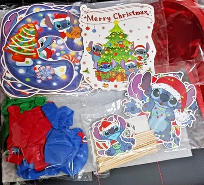 Conjunto de decorações de festa de Natal Lilo & Stitch balões Disney Havaí enfeites de bolo - Imagem 1 de 4
