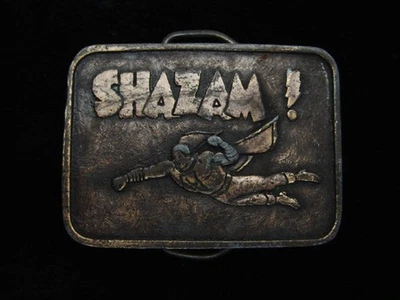 QK01135 VINTAGE AÑOS 70 **¡SHAZAM!** Hebilla de cinturón DC COMICS SUPERHÉROE BRASSTONE Foto 1 de 2