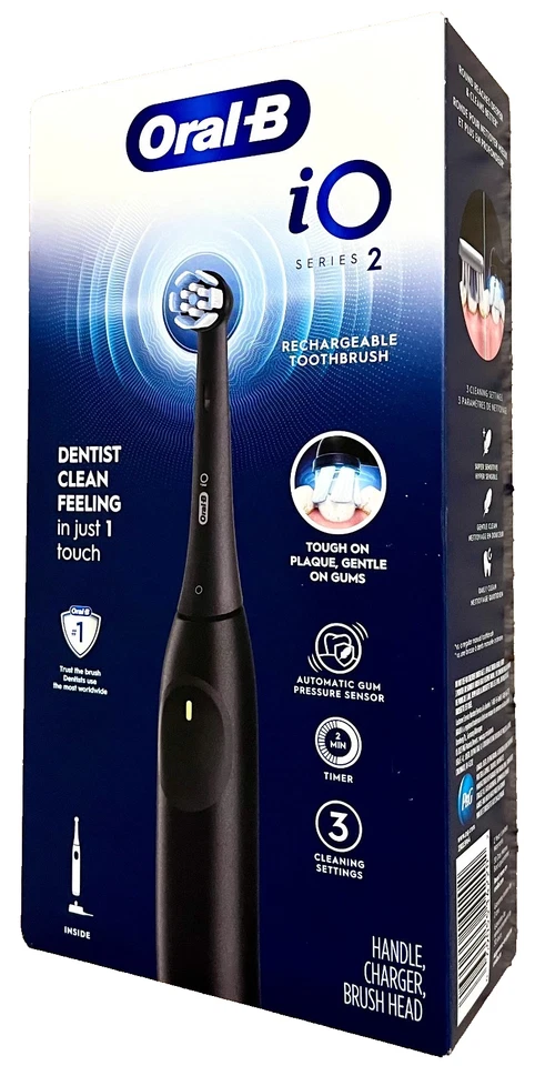 Oral-B iO Series 2 Rechargeable Electric Powered Toothbrush Black 12 Refills