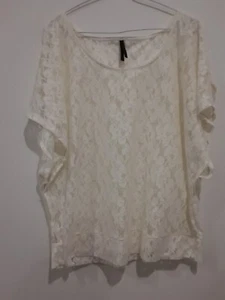 Crossroads ~ Womens Size 12 Lace Top Cream Lace Detail Slit Arms Casual Party - Bild 1 von 8