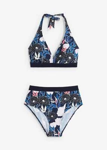 2-tlg Set Neckholder Bikini Gr. 42 Dunkelblau Floral Bademode Badeanzug Neu* - Bild 1 von 1