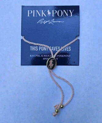 Ralph Lauren Bracelet Pink Pony New Breast Cancer Awareness Charm Adjustable - Image 1 of 4