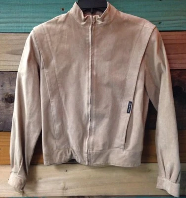 Abrigo chaqueta de cuero gamuza beige tostado vintage solo para miembros para mujer talla 11/12 * Foto 1 de 4