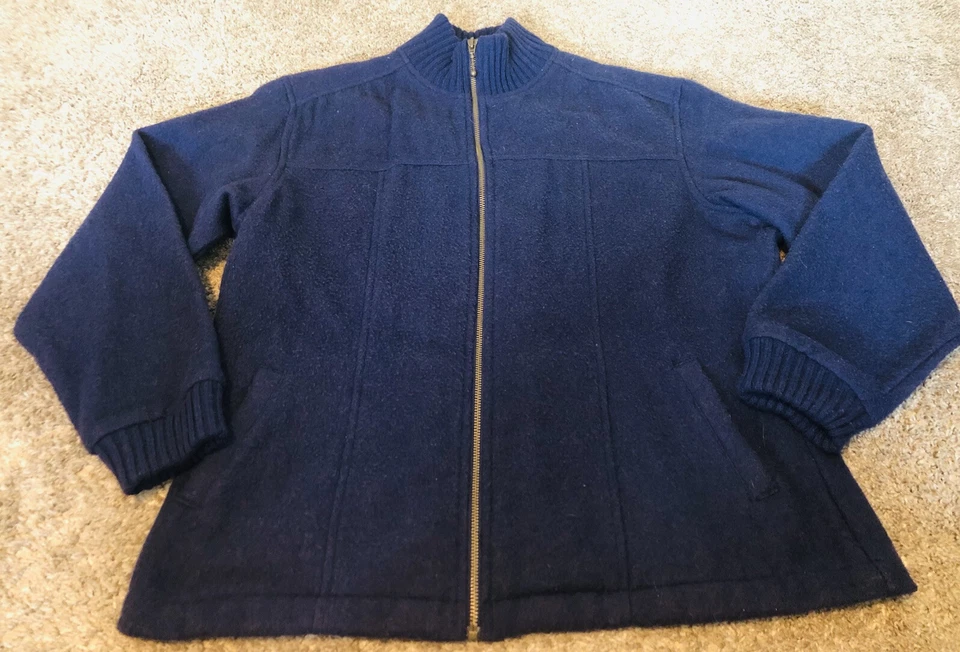 Cárdigan Suéter COLUMBIA Mezcla Lana Cremallera Completa Cuello Simulado Azul Talla Grande A2 Foto 1 de 4