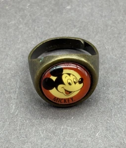 Vintage Walt Disney Mickey Mouse verstellbarer Ring 50er/60er Kaugummiball messingfarben - Bild 1 von 5