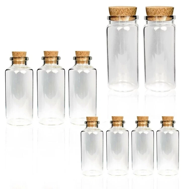 Fläschchen Glas mit Korken Set Miniflaschen 10 - 50ml Deko Perlen Gewürzbehälter - Bild 1 von 1